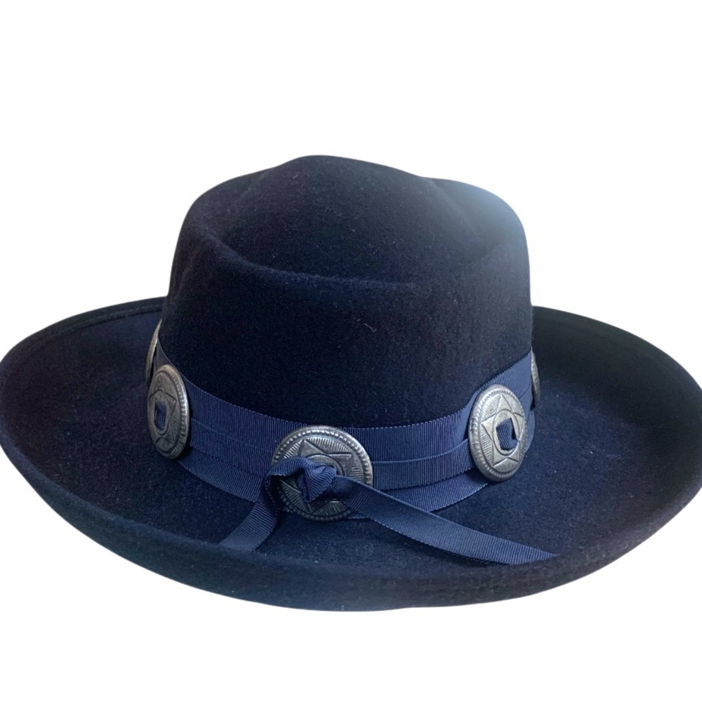 Toucan SouthWestern Hat Black Wool Metal Medallion Surround On Ribbon - Picture 8 of 10